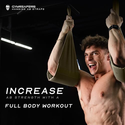 Gymreapers Hanging Ab Straps for Pull-Up Bar — Hang Bar Assist Strap & Strength Workout Exercise Equipment, Padded Adjusta...