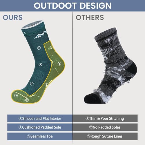 innotree 3 Pack Men's Merino Wool Hiking Socks, Micro Crew Cushioned Hiking Walking Thermal Moisture Wicking Trekking Socks