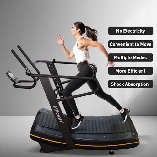 Curved Manual Treadmill - 8-Level Resistance Adjustment & LCD Display, Non-Electric Fitness Equipment for Home/Gym, Cardio...