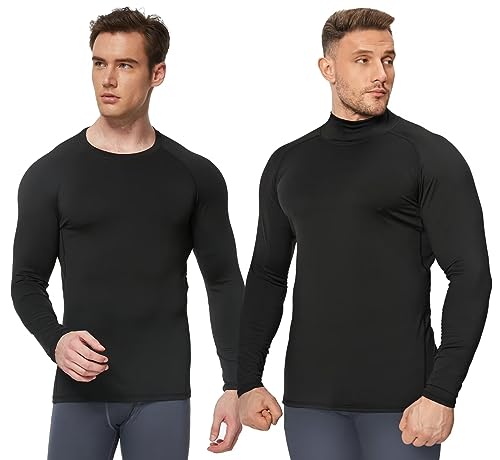 5 or 4 Pack Men's Thermal Compression Shirt Fleece Lined Long Sleeve Athletic Base Layer Cold Weather Gear Workout Top