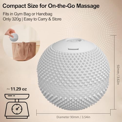 JIEJUNJIE Vibrating Massage Ball with Heat, 7 Modes, Memory, Myofascial Release, Deep Tissue Muscle Recovery Ball for Trig...