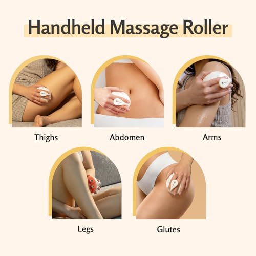Lymphatic Drainage Massager with Cooling Steel Rollers for Body Sculpting, Cellulite & Sore Muscles, Grip-Friendly with Er...