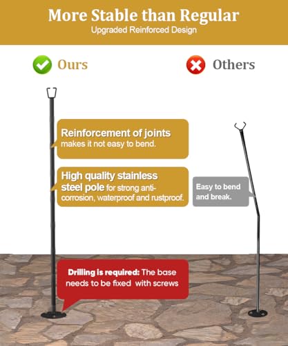 Sprimden 2 Pack 10FT String Light Poles for Outdoor Decor, Sturdy Light Pole with Hard Ground Base, Adjustable Metal Light...