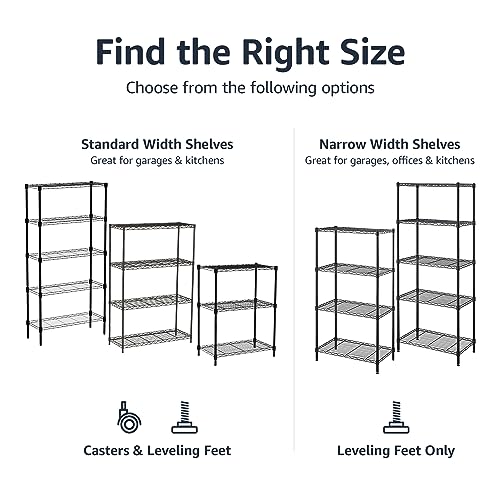 Amazon Basics 5-Shelf Multipurpose Adjustable Sturdy Steel Storage Shelving Unit, Easy Assembly, 13.4" D x 23.2"W x 60"H, ...