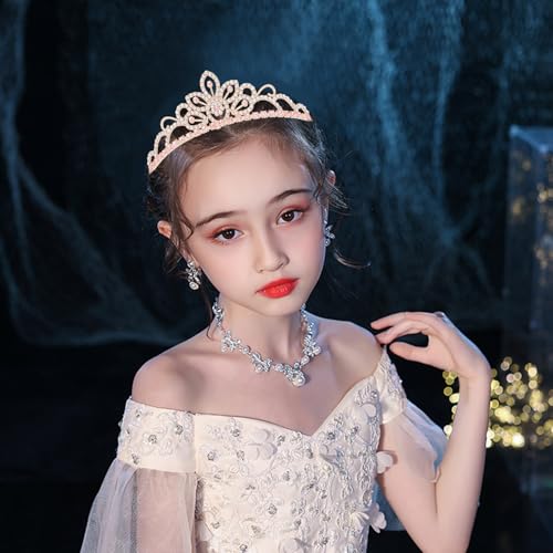 SuPoo Pink Gold Crown Tiaras for Girl Princess Crown Headband Birthday Hair Accessories Princess Decoration for Wedding Pa...