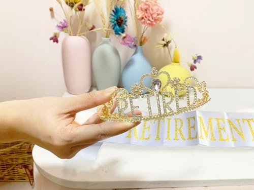 JETKONG Retirement Party Decorations Retired Tiara/Crown, Retired Sash for Women Retirement Gifts, Retirement Party Suppli...