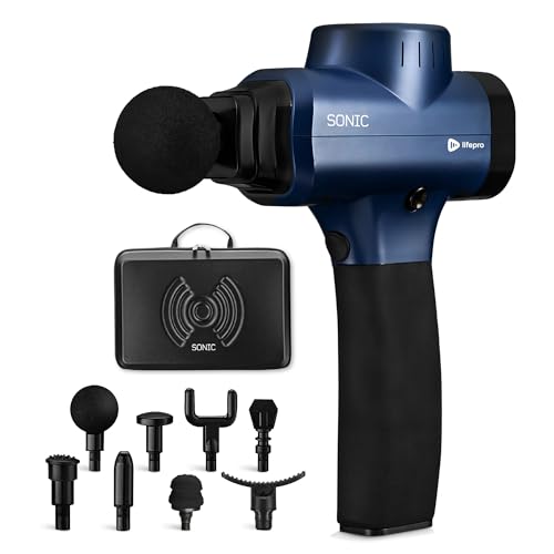 LifePro Sonic Massage Gun Deep Tissue – Quiet Handheld Percussion Massager for Athletes, Pain Relief & Recovery – 8 Heads,...