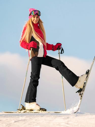 Cycorld Women's Snow Ski Pants Fleece Lined Waterproof Softshell Insulated Flare for Snowboarding Hiking Winter Outdoor