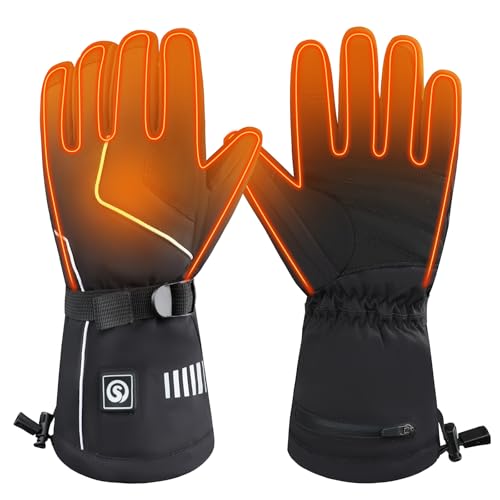SNOWYES Heated Ski Gloves for Men & Women, 4000mAh Rechargeable Electric Gloves, Waterproof Windproof Touchscreen Winter H...