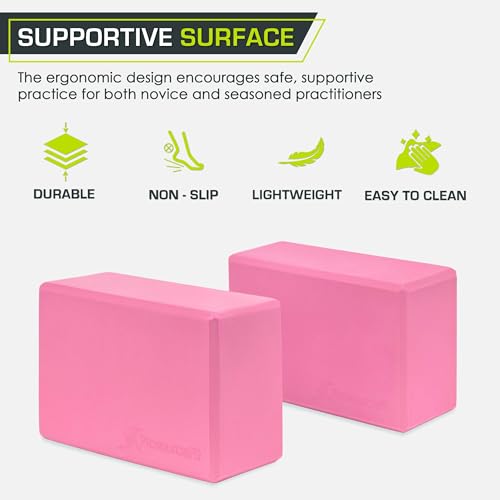 ProsourceFit Foam Yoga Blocks Set of 2, High Density EVA Yoga Bricks, Sturdy Yoga Prop Large Size 4x 6 x 9