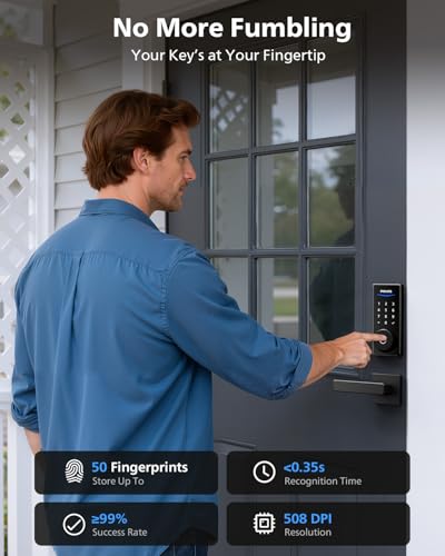 Philips Wi-Fi Smart Lock with Handles, WiFi Keyless Entry Front Door Lock Set, Keypad Deadbolt with Handle App Fingerprint...
