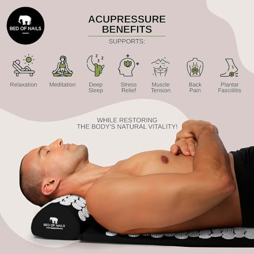 Bed of Nails The Original Premium Acupressure Mat, 8,820 Acupuncture Pressure Points for Back Pain Relief, Increased Energ...