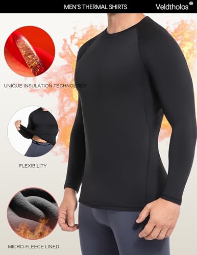 5 Pack Thermal Compression Shirts for Men Fleece Lined Long Sleeve Athletic Base Layer Winter Gear Undershirt Workout Top
