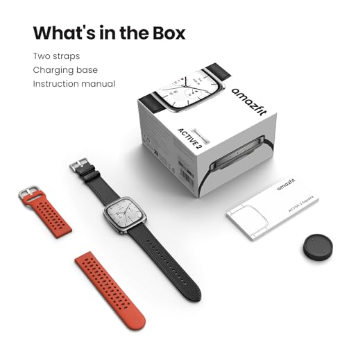 Amazfit Active 2 Premium Smart Watch Fitness Tracker (Square) for Android & iPhone, 10 Day Battery, Water Resistant, GPS M...