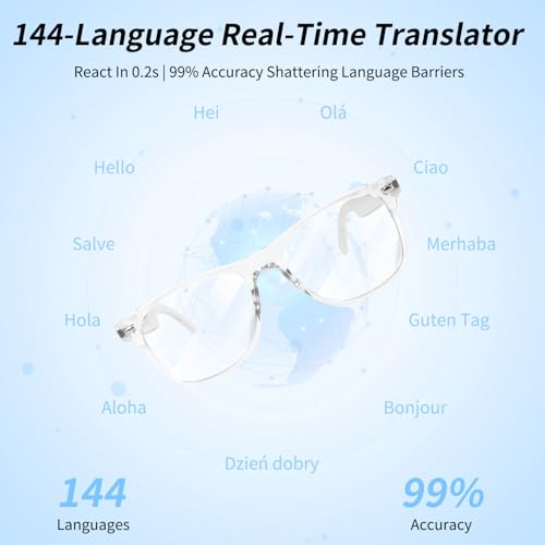 Smart Glasses, AI Bluetooth Glasses for Women/Men with 144 Language Instant Translation & Interpretation, Blue Light Filte...