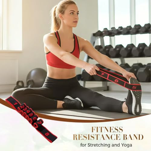Fitness Resistance Band for Stretching and Yoga, Number Stretch Resistance Band with Clear Markings, 8-Section Elastic Tra...