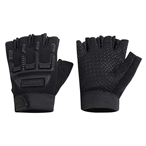 Kids Half Finger Cycling Gloves - Breathable Non Slip Bike Riding Gloves with UV Protection for Boys & Girls Aged 6-10