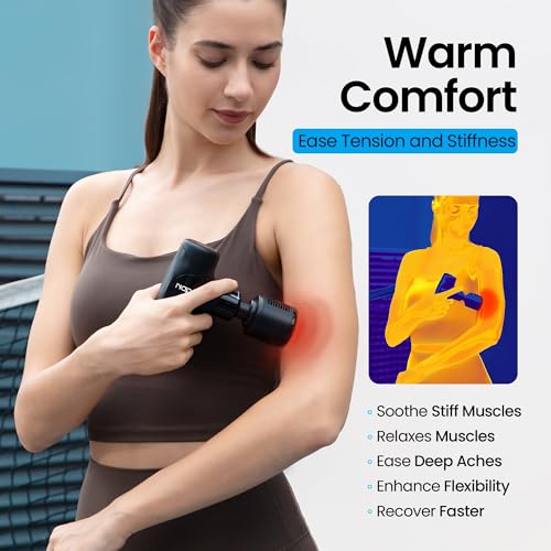 NAPRE 3-in-1 Mini Massage Gun with Heat and Cold,Deep Tissue Back Massage with Detachable Handle for Neck/Body Pain Relie...