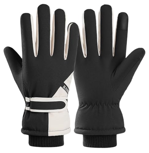 Winter Ski-Gloves for Men-Women Non-Slip-Plus-Velvet-Thickened Mitt Waterproof Cold-Weather Touchscreen-Cycling-Gloves S/M