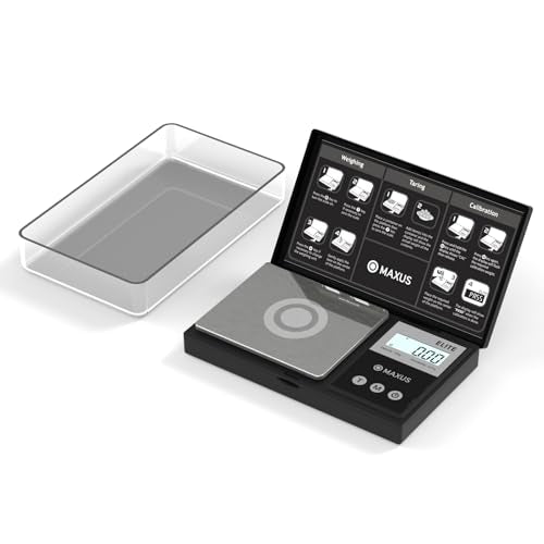 MAXUS Digital Pocket Gram Scale 500g x 0.01g High Precision with Tray, Weighs Small Food, Jewelry, Ounces, Grains, LCD Dis...