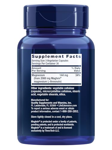 Life Extension Neuro-Mag Magnesium L-Threonate, Memory Health, Quick Thinking, Cognitive Health Support, Vegetarian, Non-G...