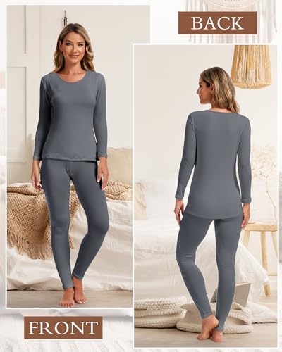 Patelai 3 Sets Thermal Underwear for Women with Fleece Lined Long Underwear Women Base Layer Cold Weather