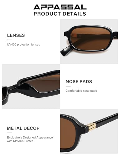 Appassal Retro Rectangular Sunglasses for Women Vintage 2026 Fashion Trendy Funny Small 90s Square Sunnies AP3698