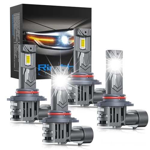 rimthin 9005 9006 Bulbs Combo, 800% Brighter High Low Beam Bulbs, Real 1:1 Mini Size with Cooling Fan, Pack of 4