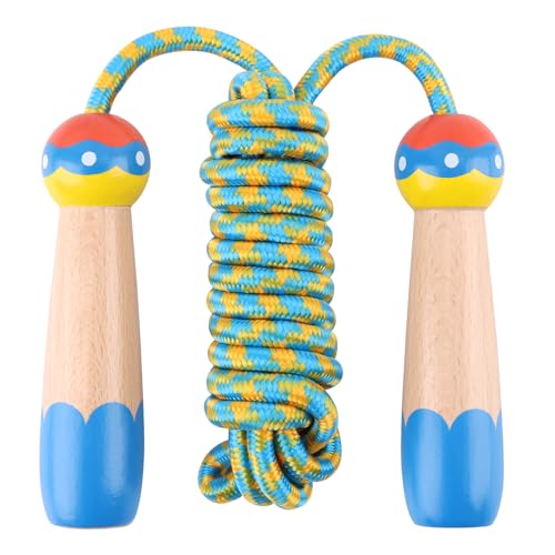 Jump Rope for Kids, Lorvain Adjustable Skipping Rope, Kids Jump Ropes with Wooden Handle for Girls Boys, Weighted Jumping ...