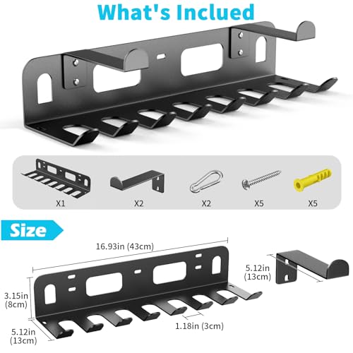 KHAMAL Multi-Purpose Gym Equipment Storage Rack for Resistance Bands - Gym Wall Storage for Exercise Bands, Yoga mat, Jump...
