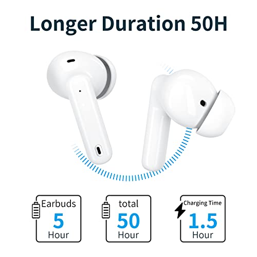 XIAOWTEK A40 Pro Wireless Earbuds, 50Hrs Playtime Bluetooth Earbuds Built in Noise Cancellation Mic with Charging Case, Bl...