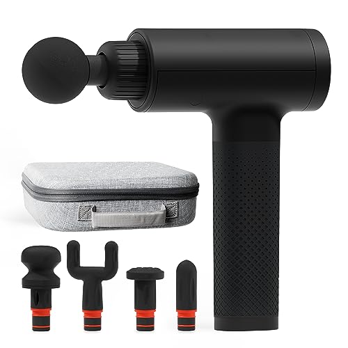 Sharper Image Deep Tissue Percussion Massage Gun, Powerboost Rechargeable Handheld Massager, 6 Adjustable Speeds, 5 Attach...