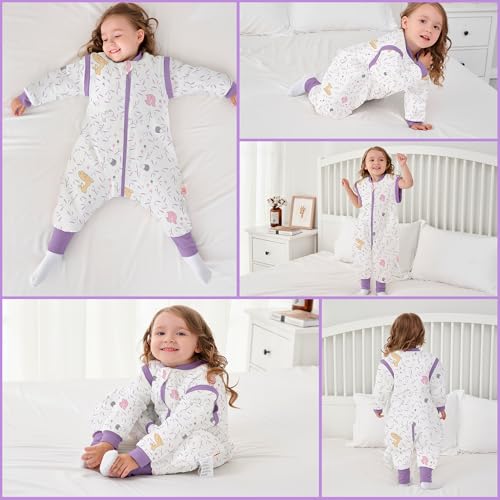 LAT Baby Sleep Bag with Feet Winter,3 Way Zip Wearable Blanket,Warm Sack for Toddler 2.5 TOG-Sleepsuit Removable Sleeves