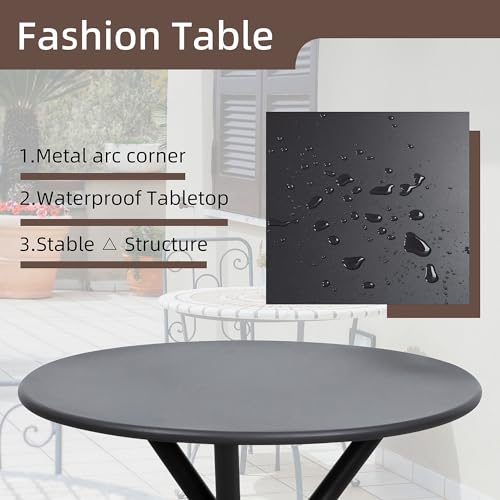 Shintenchi 3 Pieces Patio Bistro Sets, Outdoor Textilene Fabric Conversation Bistro Set, Textilene Fabric Front Porch Chai...