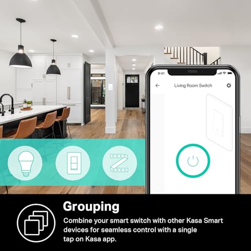 Kasa Smart Light Switch HS200, Single Pole, Needs Neutral Wire, 2.4GHz Wi-Fi Light Switch Works with Google Home, UL Certi...