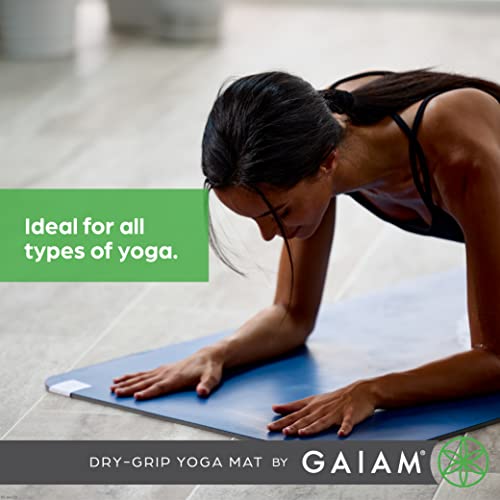 Gaiam Dry-Grip Yoga Mat - 5mm Thick Non-Slip Exercise & Fitness Mat for Standard or Hot Yoga, Pilates and Floor Workouts -...
