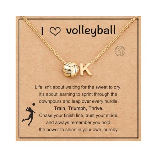 AULSIEY Initial A-Z Volleyball Necklace for Girls Teens Women, Personalized Volleyball Christmas Gifts for Team Lovers, 1...