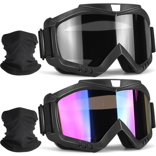 YENPK Dirt & Motocross Bike Goggles, 2-Pack Windproof Racing Goggles for ATV, Ski & Snowboard
