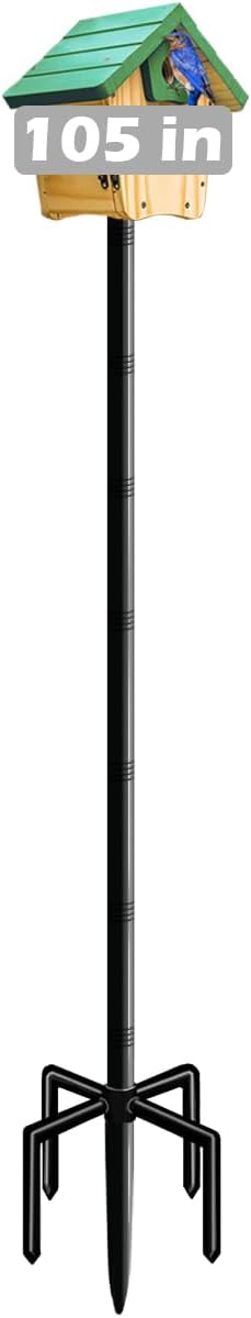 Mokeyder 105 Inch Bird House Pole Mount Kit, Adjustable Heavy Duty Bird Feeder Pole for Outdoors, Universal Mounting Post ...