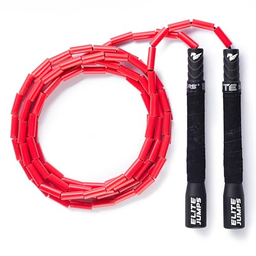 Elite Jumps Freestyle Beaded Jump Rope for Cardio Training - Workout Jump Rope with Unbreakable Long Handles and Shatterpr...
