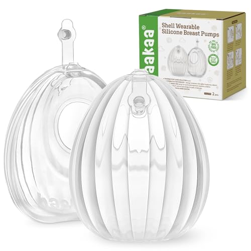 haakaa Shell Breast Pump, Wearable Manual Breast Pump - Hands Free, Passive Silicone Breastmilk Collection for Nursing Mo...