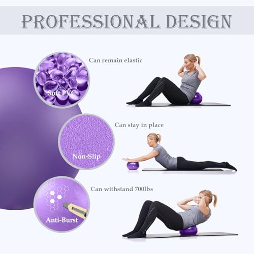 Soft Pilates Ball 9 Inch, Ideal Small Exercise Ball Between Knee Squeeze for Physical Therapy Yoga Core Medicine Abs Pt Bo...