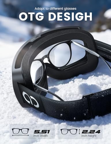 Lamicall Ski Goggles with 3X Anti-Fog - 100% UV Protection, OTG, Gifts for Skiing, Snowboard, Snowmobile, Men, Women