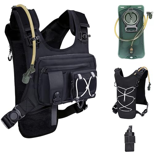 Sling Vest Chest Bag with 2L Water Bladder Gear Holster Running Vest Hydration Backpack Lightweight Adjustable Daypack Ref...
