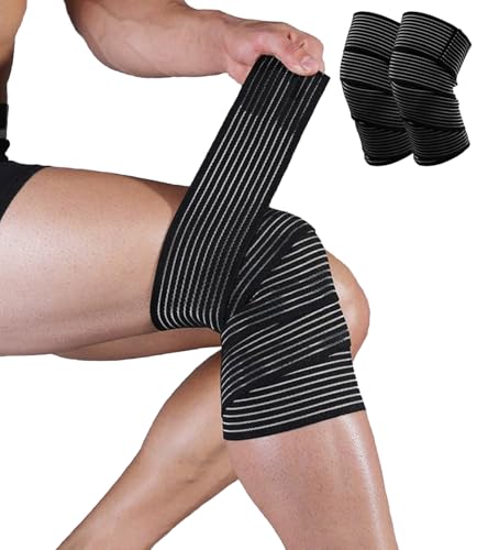 2 Pack Knee Wraps for Pain Relief, Knee Wrap Knee Compression Sleeve Knee Sleeves for Men Women Compression Knee Brace, Kn...