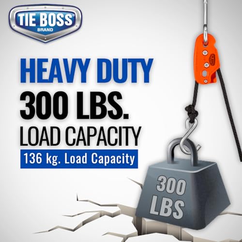 Tie Boss - 3/8 Inch, Heavy Duty, (300 lbs Working Load Limit), Weather Resistant, Tie Down, Rope Tightening System, (w/15 ...