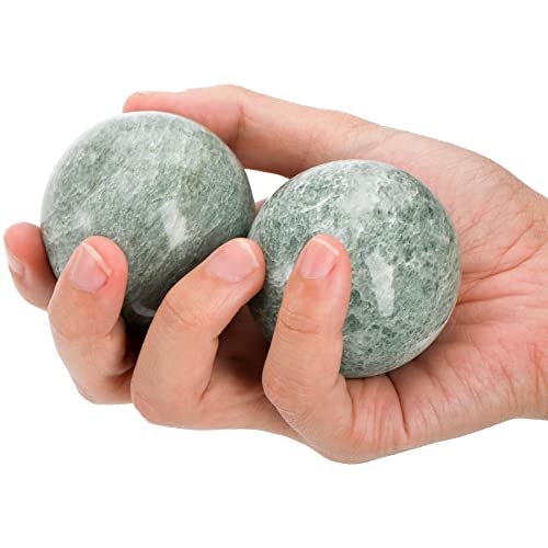 Lyellfe Set of 4 Marble Stone Baoding Balls, 2 Inch Meditation Balls with Box, Chinese Health Exercise Massage Ball for Ha...