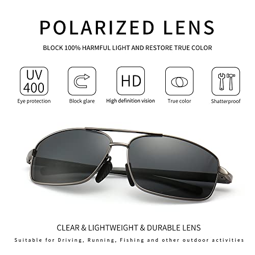SUNGAIT Ultra Lightweight Rectangular Polarized Sunglasses Men UV400 Protection