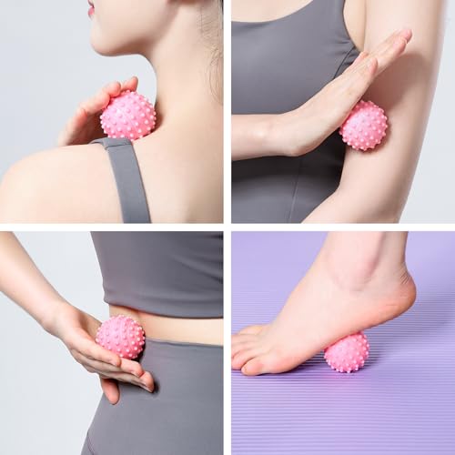 Spiky Massage Balls for Feet,4 Pcs 1.9'' Hard Lacrosse Ball Deep Tissue Recovery Tool,Trigger Point Ball for Myofascial Re...