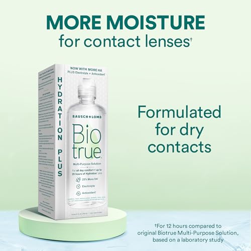 Biotrue Hydration Plus Contact Lens Solution with Lens Case, Multi-Purpose Solution for Soft Lenses, Hydrates with Hyaluro...